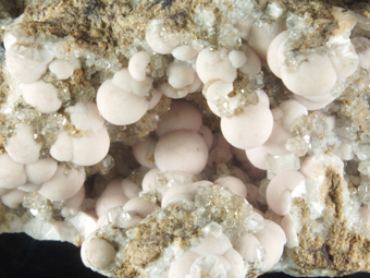 Pectolite with Calcite and Bultfonteinite, N'Chwaning I mine, KMF, South Africa