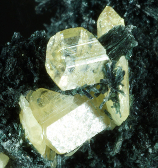 Titanite on omphacite, Bric Vert, Quincinetto, Piedmont, Italy