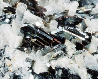 Ilmenite on albite, Signols quarry, Susa Valley, , Piedmont, Italy