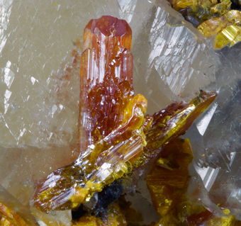 Orpiment and Calcite - Jiepaiyu mine, Shimen Co., Hunan Province, China