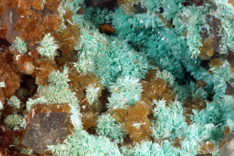 Aurichalcite with Fluorite and Hemimorphite - Is Murvonis mine, Sardinia, Italy