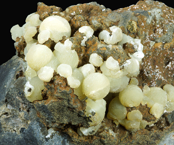 Calcite on basalt - Basalt quarry, Hohenseelbachskopf, North Rhine-Westphalia, Germany