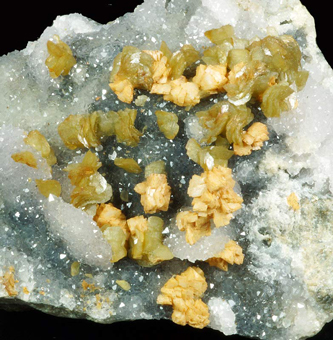 Siderite with Dolomite on Quartz - Schlema, Saxony, Germany