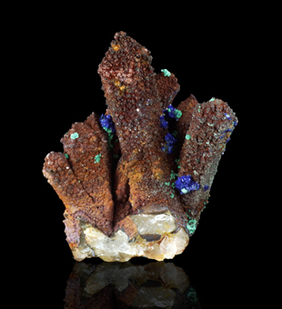 Azurite and Malachite on Quartz - Oum Sisi, Alnif, Mekn�s-Tafilalet Region, Morocco