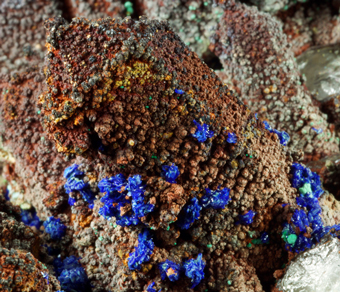 Azurite, Malachite on Quartz - Oum Sisi, Alnif, Morocco