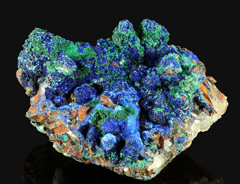 Malachite and Azurite on Quartz - Oum Sisi, Alnif, Morocco