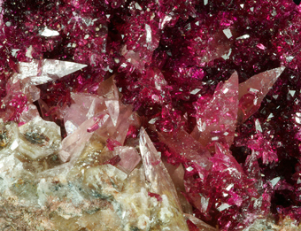 Roselite, Calcite (var. Cobaltoan), Aghbar, Bou Azzer - Morocco