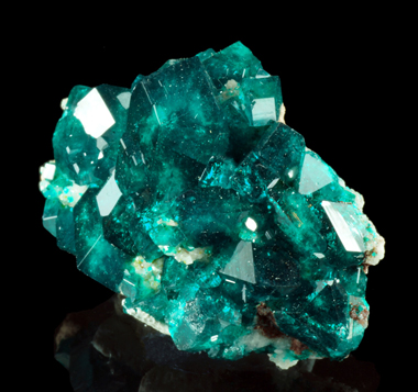 Dioptase with Calcite - Tsumeb mine, Tsumeb, Namibia