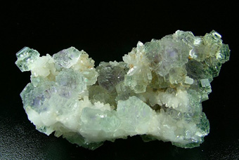 Fluorite on Calcite with Quartz and Pyrite - Shangbao Mine, Leiyang Co., Hengyang Prefecture, Hunan Province, China