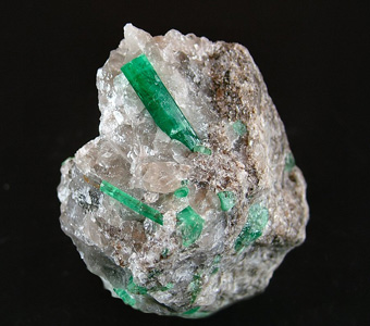 Emerald on Quartz - Dayakou emerald mine, Malipo Co., Wenshan Autonomous Prefecture, Yunnan Province, China