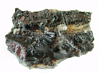 Betekhtinite and Calcite - Dzhezkazgan Mine (Zhezqazghan Mine), Dzhezkazgan (Zhezqazghan), Karagandy Province (Qaragandy Oblysy; Karaganda Oblast'), Kazakhstan