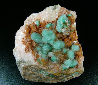 Rosasite, Gypsum var. Selenite, Dolomite - Bou Bekker (Bou Beker; Bou Becker), Touissit, Touissit District, Oujda-Angad Province, Oriental Region, Morocco