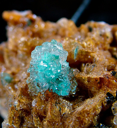 Rosasite, Gypsum var. Selenite, Dolomite - Bou Bekker (Bou Beker; Bou Becker), Touissit, Touissit District, Oujda-Angad Province, Oriental Region, Morocco