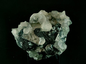 Calcite on Fluorite on Galena - Genna Tres Montis Mine, Silius, Cagliari Province, Sardinia, Italy