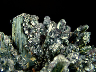 Fluorite on Stibnite - Banpo Mine, Dushan Co., Qiannan Autonomous Prefecture, Guizhou Province, China