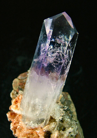 Amethyst Quartz on Feldspar - Goboboseb Mts, Brandberg area, Erongo Region, Namibia