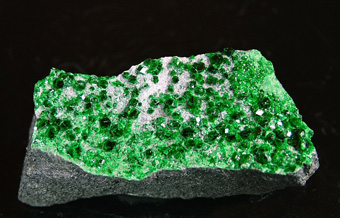 Uvarovite - Saranovskii Mine (Saranovskoe), Saranovskaya Village (Sarany), Gornozavodskii area, Permskaya Oblast', Middle Urals, Urals Region, Russia