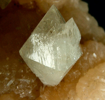 Powellite and Scolecite on Stilbite - Nashik District (Nasik District), Maharashtra, India