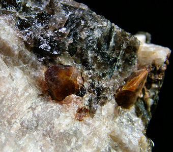 Monazite-Ce with Almandine and Muscovite - Steli Feldspar Quarry (Tveit 3), Tveit, Iveland, Aust-Agder, Norway