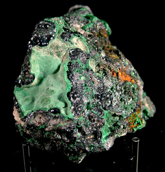 Heterogenite with Malachite - L'Etoile du Congo Mine (Star of the Congo Mine; Kalukuluku Mine), Lubumbashi (Elizabethville), Katanga (Shaba), Democratic Republic of the Congo