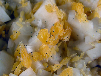 Mimetite on Calcite - Tsumeb, Oshikoto Region, Namibia