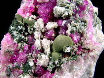 Kolwezite on Calcite var. Cobaltoan Calcite - Kolwezi Mine, Kolwezi, Kolwezi mining district, Lualaba, DR Congo