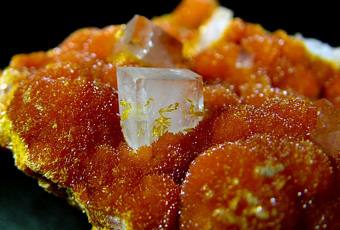 Baryte on Orpiment - Quiruvilca Mine (La Libertad Mine; ASARCO Mine), Quiruvilca District, Santiago de Chuco Province, La Libertad Department, Peru