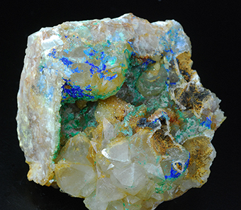 Brochantite, linarite and quartz - Tiny-Arenas mine - Oridda valley - Fluminimaggiore - Carbonia-Iglesias prov. - Sardinia - Italy
