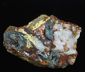 Chalcostibite, zinkenite and siderite - Saint-Pons - Ubaye valley - Alpes-de-Haute-Provence - Provence-Alpes-C�te d'Azur - France