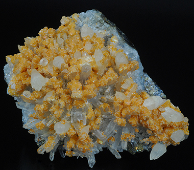 Metastibnite, calcite, quartz and sphalerite -Herja Mine - Chiuzbaia - Baia Mare - Maramures Co. - Romania