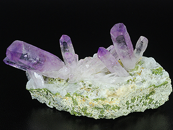 Quartz (var. amethyst) and epidote - Las Vigas Area - Vera Cruz - Mexico