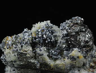 Gudmundite, galena, sphalerite, chalcopyrite and quartz - Vein 22B55 - Level 28 -Uranium Mine No. 19 - Dubenec - Pr�bram - Central Bohemia Region - Bohemia - Czech Republic