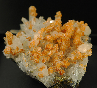 Metastibnite, calcite, quartz and sphalerite -Herja Mine - Chiuzbaia - Baia Mare - Maramures Co. - Romania