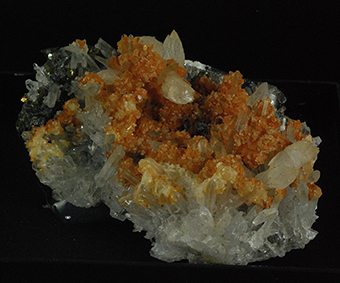 Metastibnite, calcite, quartz and sphalerite -Herja Mine - Chiuzbaia - Baia Mare - Maramures Co. - Romania