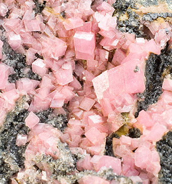 Rhodocrosite on Pyrite- Manuelita Mine, Morococha District, Yauli Province, Jun�n Department, Peru