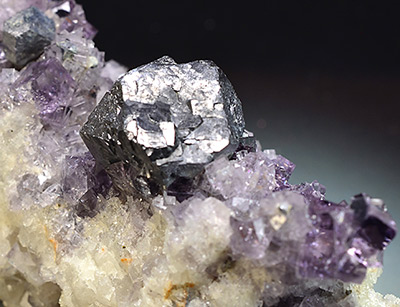 Galena on Fluorite - Blackdene Mine, Ireshopeburn, Weardale, North Pennines, Co. Durham, England, UK