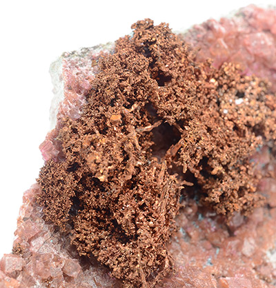 Copper with Cobaltoan Calcite - Mashamba West Mine, Kolwezi District, Katanga, Democratic Republic of Congo (Za�re)