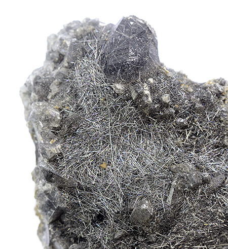 Jamesonite on pyrite - Huaron mines - Huaron mining distr. - Huayllay distr. - Pasco prov. - Pasco dept. - Peru