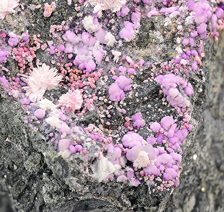 Sainfeldite and Picropharmacolite - Bou Azzer Mine, Ouisselsate Ca�dat, Amerzgane Cercle, Ouarzazate Province, Dr�a-Tafilalet Region, Morocco