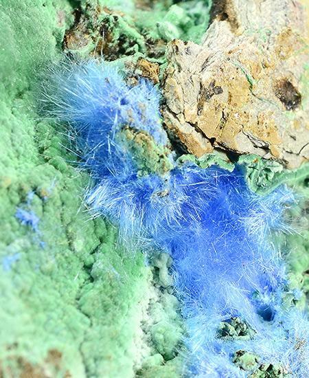 Cianotrichite - Grand View Mine, Horseshoe Mesa, Grand View Mining District, Grand Canyon, Coconino County, Arizona, USA