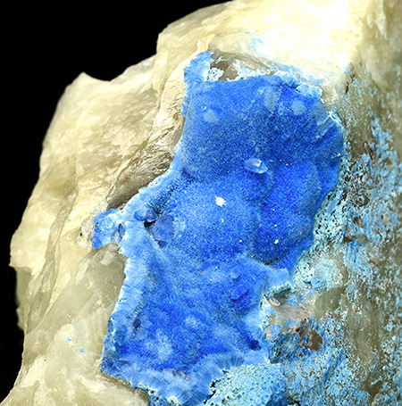 Shattuckite on quartz - Kaokoveld Plateau, Kunene Region - Namibia