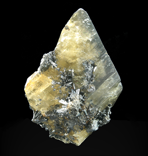 Calcite with stibnite - Pingding Au-As-Hg deposit, Sichuan Province, China