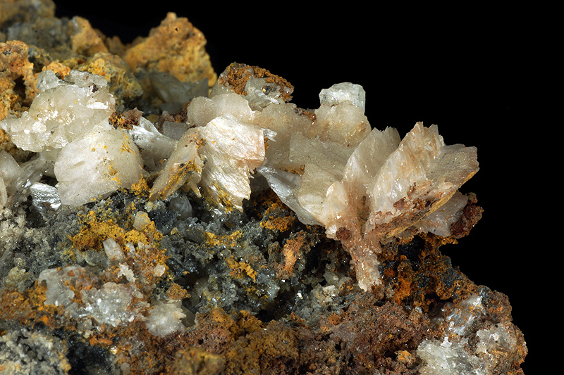 Cerussite on limonite - Montevecchio mines, Arbus, Sardinia, Italy
