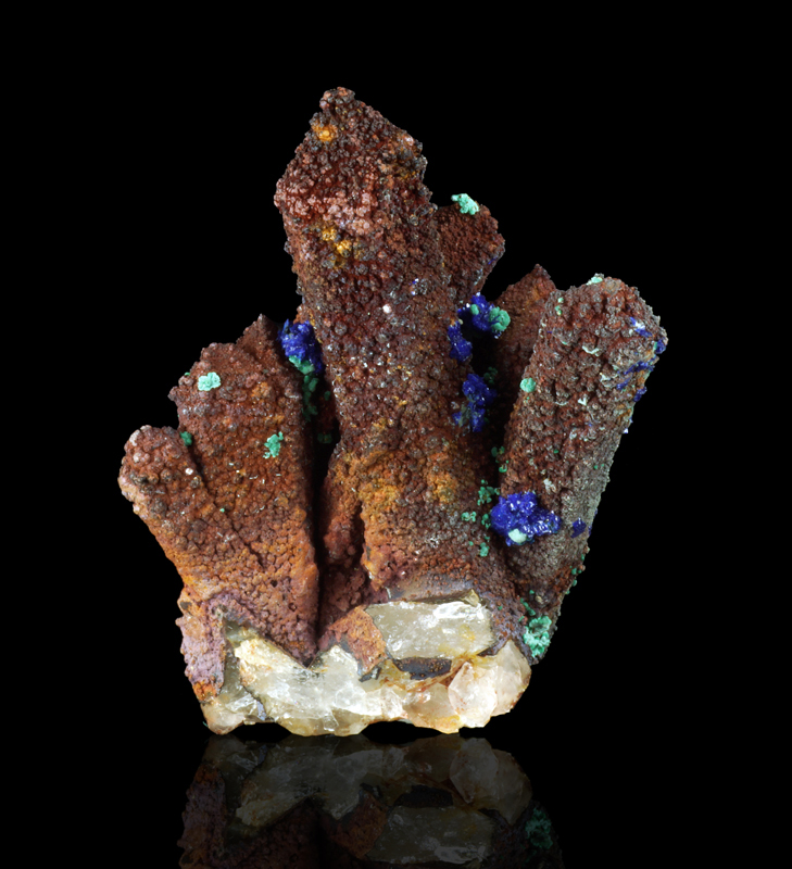 Azurite and Malachite on Quartz - Oum Sisi, Alnif, Mekn�s-Tafilalet Region, Morocco