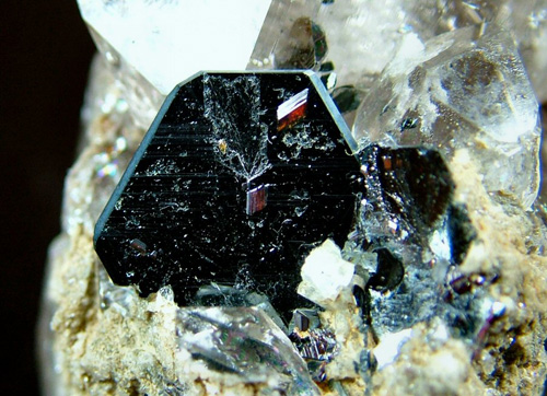 Hematite with Rutile on Quartz var. Smoky Quartz - Cavradi gorge, Curnera Valley, Tujetsch (Tavetsch), Vorderrhein Valley, Grischun (Grisons; Graub�nden), Switzerland