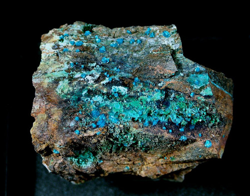 Sampleite with Atacamite and Chrysocolla - Enga�o Feliz Mine, Las Pintadas district, Tierra Amarilla, Copiap� Province, Atacama Region, Chile