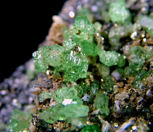 Grossular var. Tsavorite with Diopside, Graphite and Pyrite - Merelani Hills (Mererani), Lelatema Mts, Simanjiro District, Manyara Region, Tanzania