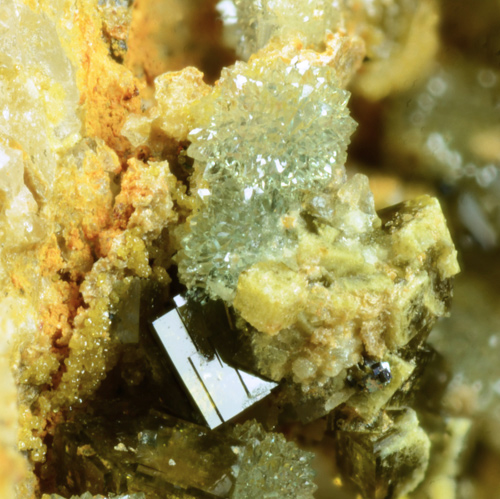 Pharmacosiderite and Scorodite - Perdaniedda Mine, Oridda valley, Domusnovas, Carbonia-Iglesias, Sardinia, Italy