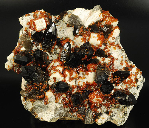 Spessartine and smoky quartz - Wushan Spessartine mine - Tongbei - Fujian prov. - China
