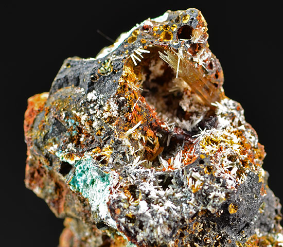 Laurionite with Gypsum - Herzog Julius smelter (slag locality), Astfeld, Goslar, Harz, Lower Saxony, Germany